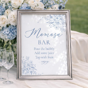 Affiche Bar Momosa pour Baby Shower Bleu