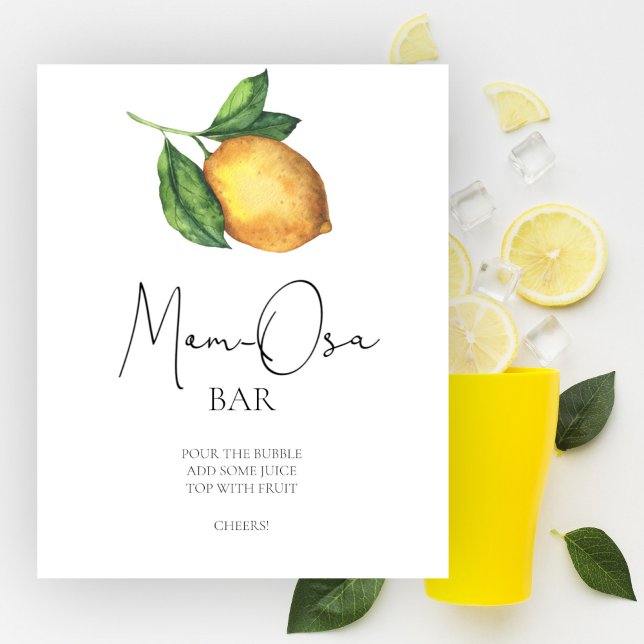Affiche Bar Momosa pour bébé shower au citron (Créateur téléchargé)