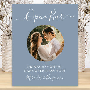 Affiche Bar Ouvert Photo Personnalisée Boissons de Mariage