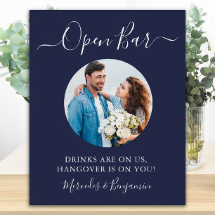 Affiche Bar ouvert Photo personnalisée Boissons de mariage