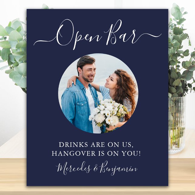 Affiche Bar ouvert Photo personnalisée Boissons de mariage (Créateur téléchargé)