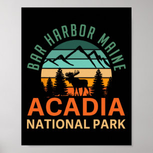 Affiche Bar Retro Harbor Maine Parc national d'Acadia