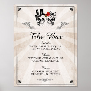 Affiche Bar Rustique Crâne Halloween Signal Mariage Récept