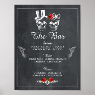 Affiche Bar Rustique Crâne Halloween Signal Mariage Récept