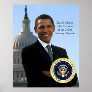 Affiche Barack Obama 44 Pres Portrait & Official Pres Seal