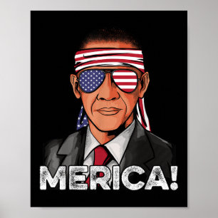 Affiche Barack Obama Chemise Drapeau Américain Sungles Usa