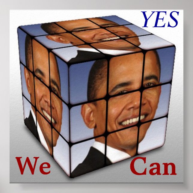 Affiche Barack Obama Cube, OUI, Nous Pouvons (Devant)