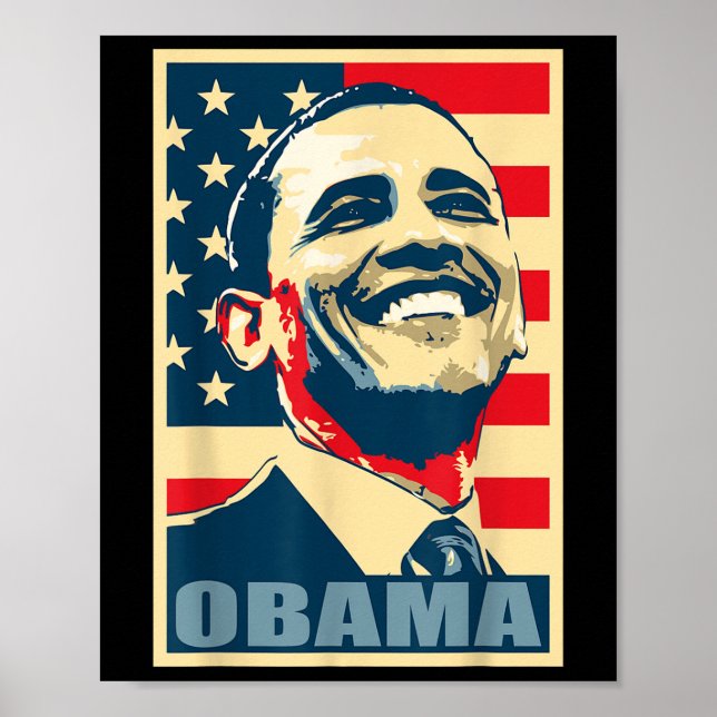 Affiche Barack Obama Président 44 Drapeau Américain Bonne  (Devant)
