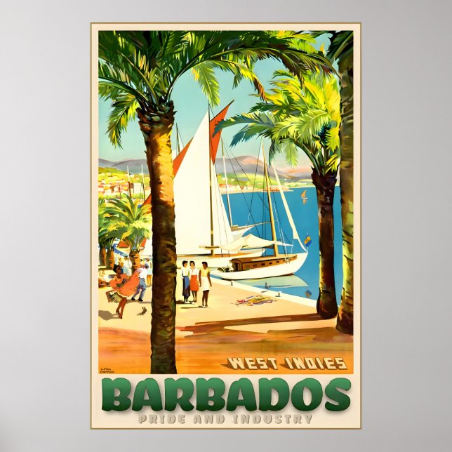 Affiche Barbade Bridgetown Antilles Caraïbes Tropic (Devant)