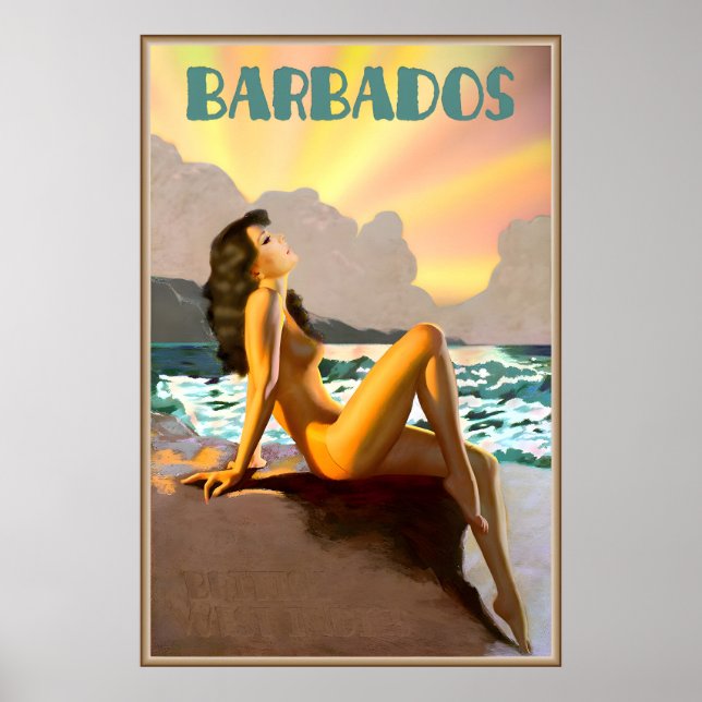 Affiche Barbade Indes occidentales britanniques Plage des  (Devant)