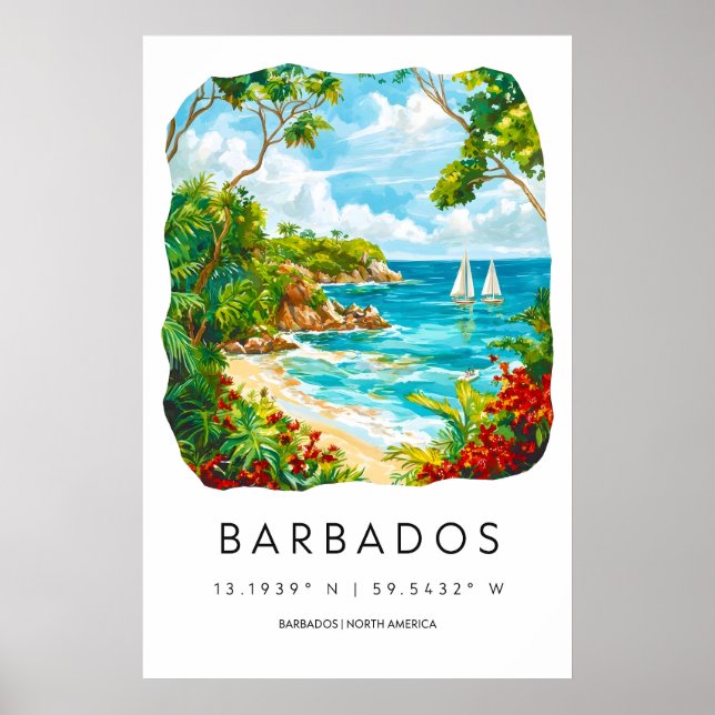 Affiche Barbados Aquarelle 2 (Devant)