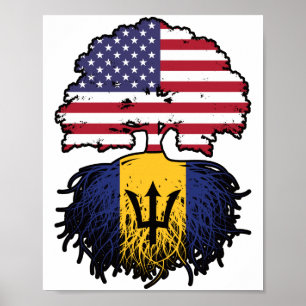 Affiche Barbados Barbadian American États-Unis Tree Roots