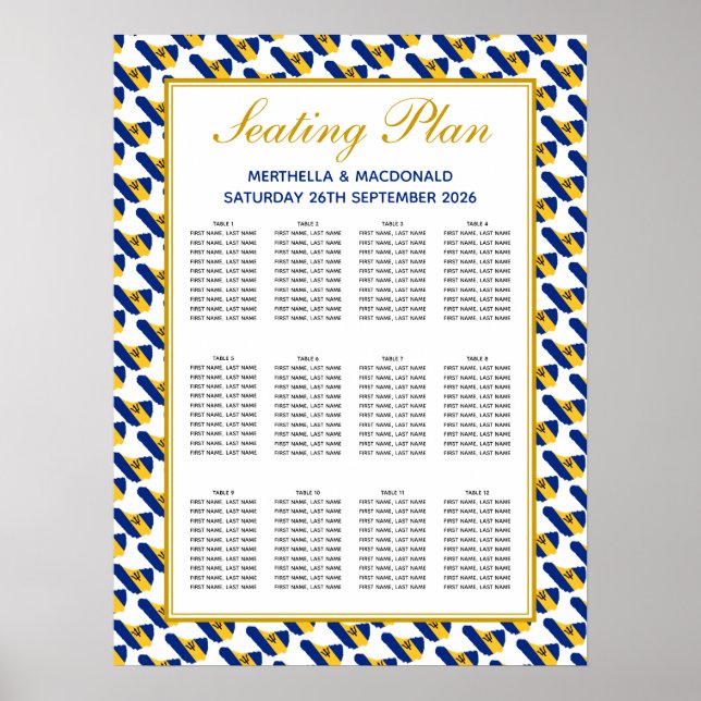 Affiche BARBADOS Custom Wedding Reception 120 Seating Plan (Devant)