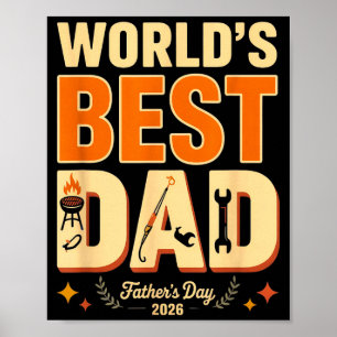 Affiche Barbecue à grill du père de monde humour fête des