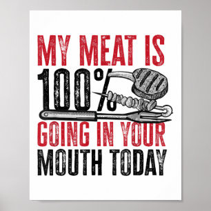 Affiche Barbecue Barbecue - Ma Viande Va À 100% Dans Votre