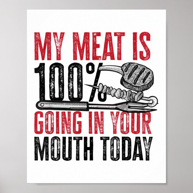 Affiche Barbecue Barbecue - Ma Viande Va À 100% Dans Votre (Devant)