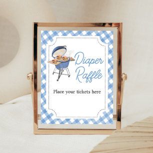 Affiche Barbecue Bleu Baby shower barbecue Raffle de couch