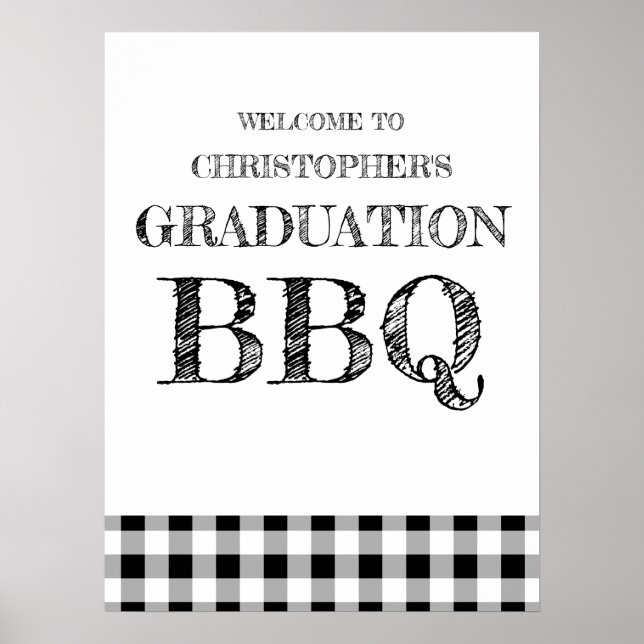 Affiche Barbecue de fin d'études Gingham (Devant)