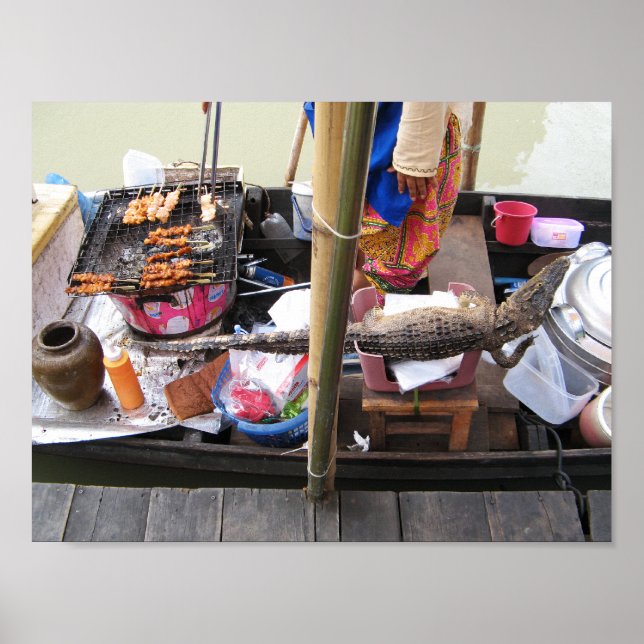 Affiche Barbecue de viande de crocodile ... Thaïlande Stre (Devant)