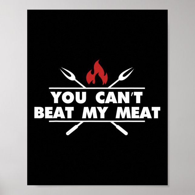 Affiche Barbecue drôle de grillade de chef de viande humou (Devant)