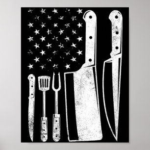 Affiche Barbecue femmes drapeau américain patriotique 4 ju