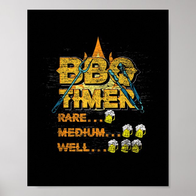 Affiche Barbecue Grillmaster Bière Griller ivre Viande Ste (Devant)