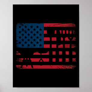 Affiche Barbecue Patriotique Ustensile-nous drapeau Pitmas