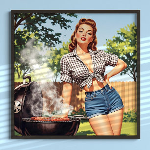 Affiche Barbecue Pin-up Vintage