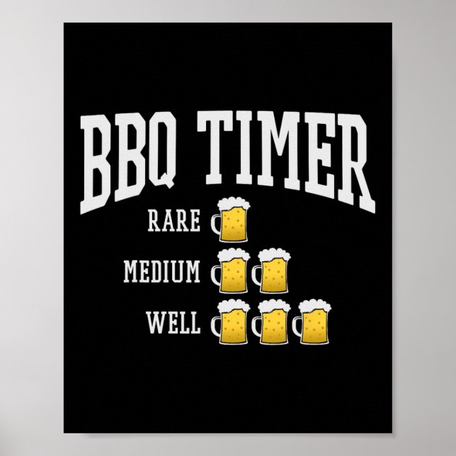 Affiche Barbecue Timer Funny Grill Chef Grill Cuisine Bièr (Devant)