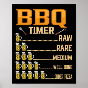 Affiche Barbecue Timer Rare Rare Moyen Bien Fait Grill Ama
