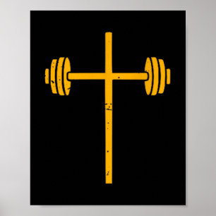 Affiche Barbell Cross-t-shirt drôle chrétien Workout Gym J