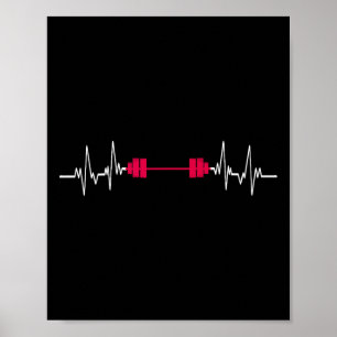 Affiche Barbell Fitness Battement de coeur Force Sports Bo