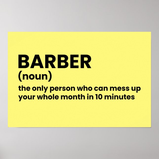 Affiche Barber Funny Définition Mur Art (Devant)