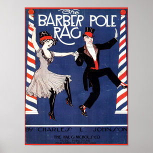 Affiche Barber Pot Rag Vintage feuille de musique Couvertu