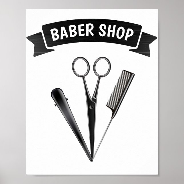 Affiche Barber Shop Coiffeur Moderne (Devant)