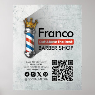 Affiche Barber Shop Royal Couronne Barber Pole Salon des c