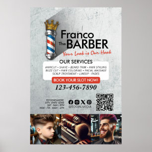 Affiche Barber Shop Royal Couronne Barber Pole Salon des c