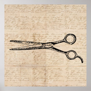 Affiche Barbershop Hair Cutting Shears Barber Scissors