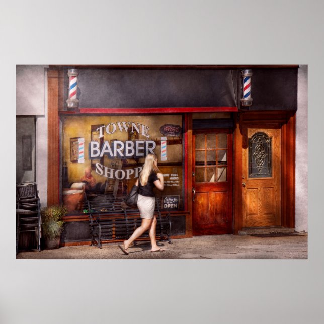 Affiche Barbier - Barbershop - Il est temps de couper une  (Devant)