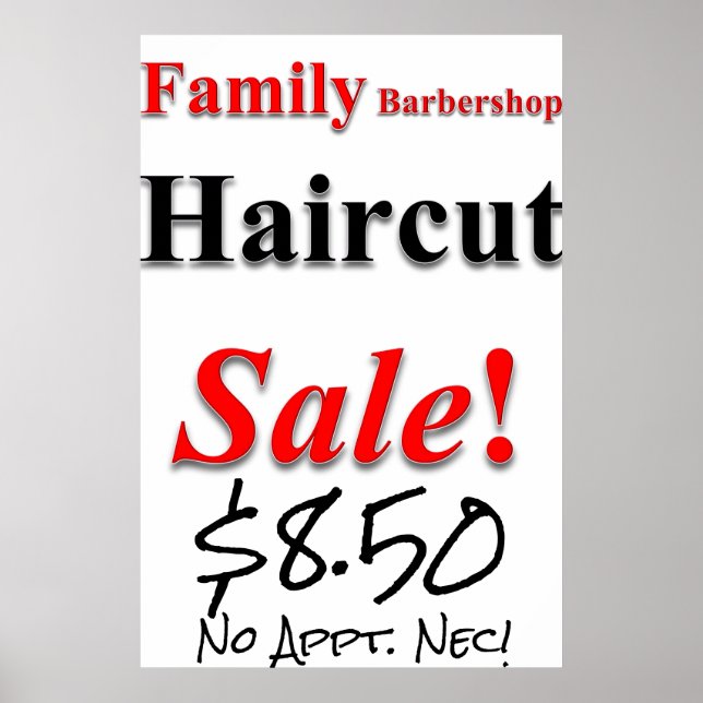 Affiche Barbier de famille Haircut Vente Beauté Salon Post (Devant)