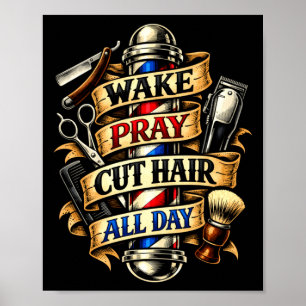 Affiche Barbier inspirant réveillé prier couper les cheveu