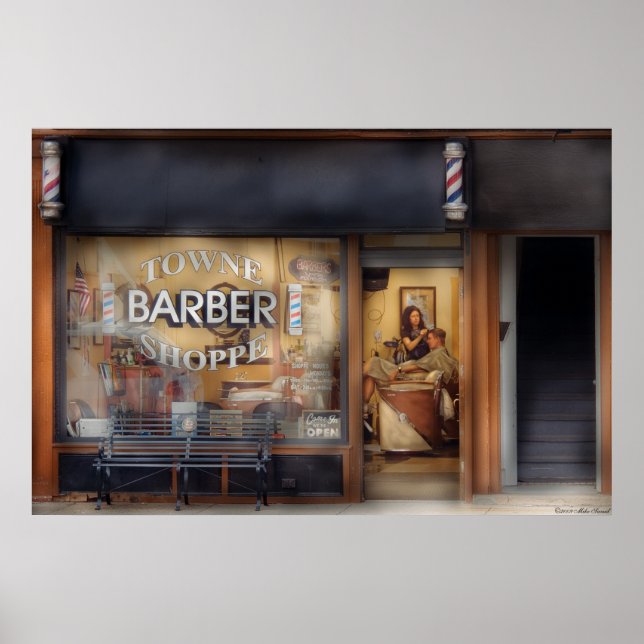 Affiche Barbier - Obtenir une coupe de cheveux (Devant)