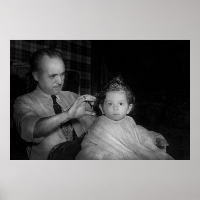 Affiche Barbier - Première coupe de cheveux (Devant)