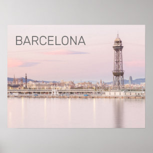 Affiche Barcelona Skyline Sunset Catalogne Espagne