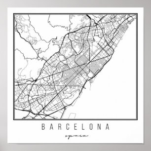 Affiche Barcelona Spain Street Map