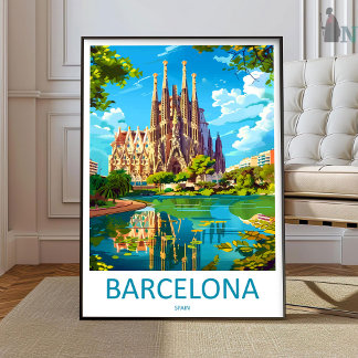 Affiche Barcelona Travel Print Wall Art Barcelona Wall Han