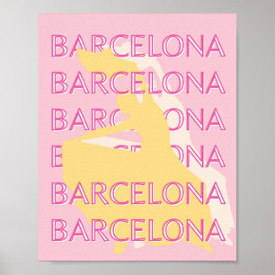 Affiche Barcelone Art Voyage, Espagne, Art Voyage, Rose