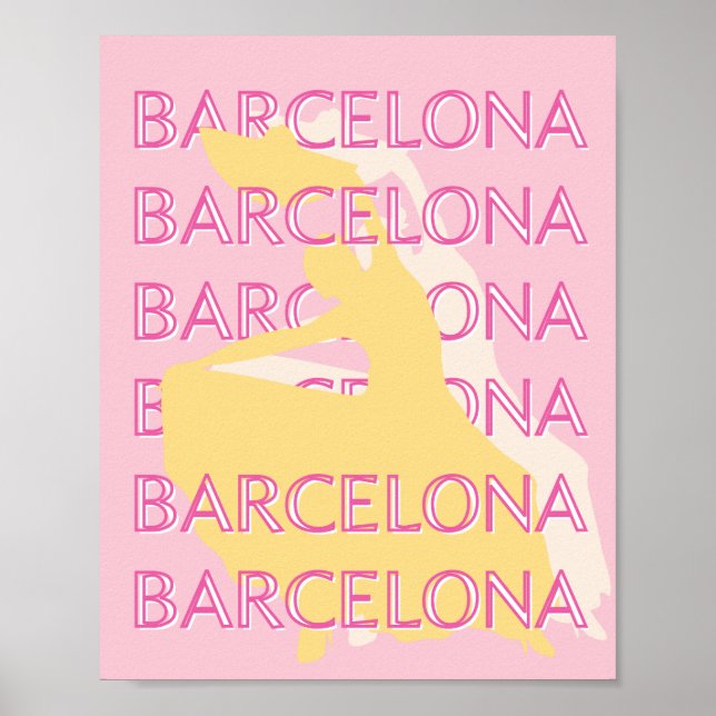 Affiche Barcelone Art Voyage, Espagne, Art Voyage, Rose (Devant)