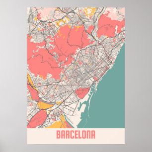 Affiche Barcelone - Espagne Chalk City Carte