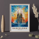 Affiche Barcelone Espagne La Sagrada Familia Travel Art<br><div class="desc">Conception de voyage vectorielle rétro de Barcelone. Barcelone, capitale cosmopolite de la Catalogne espagnole, est connue pour son art et son architecture.</div>